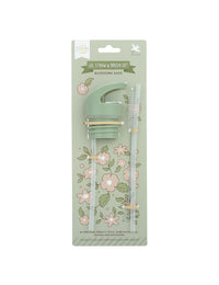 Trinkkappe, Strohhalm und Bürstenset: Blüten-salbeigrün