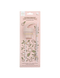 Trinkkappe, Strohhalm und Bürstenset: Blüten-rosa