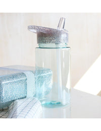 Trinkflasche: Glitzer - silver