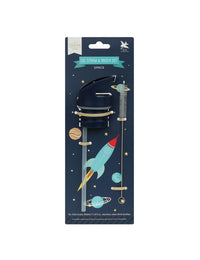 Trinkkappe, Strohhalm und Bürstenset: Weltall