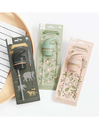 Trinkkappe, Strohhalm und Bürstenset: Savanne