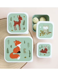 Brot- und Snackdosen Set: Waldfreunde - salbeigrün