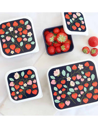 Brot- und Snackdosen Set: Erdbeeren