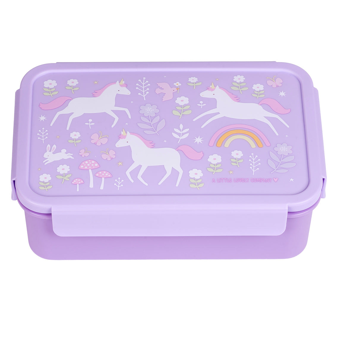 paarse bento lunchbakje met lieve opdruk op deksel uit de eenhoorn collectie