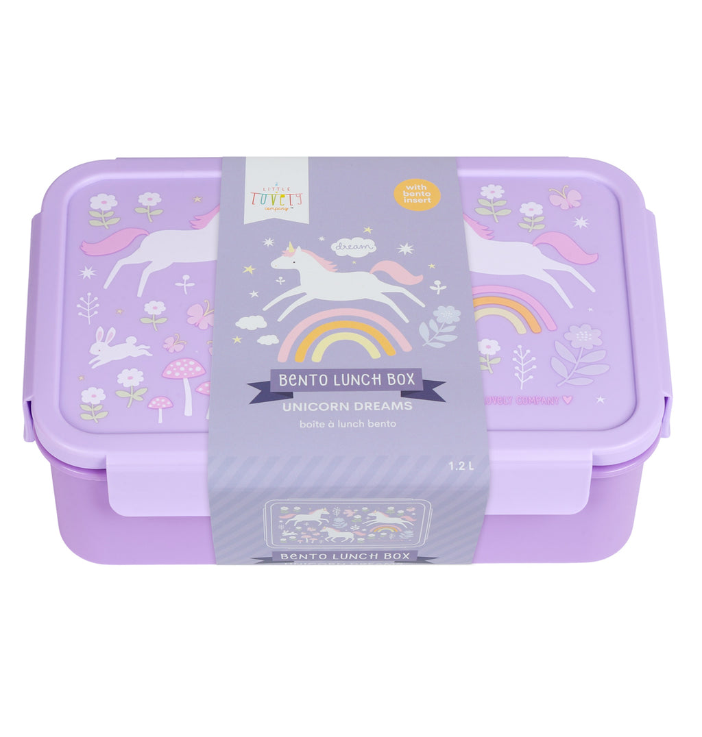 paarse bento lunchbox voor kids met eenhoorn design