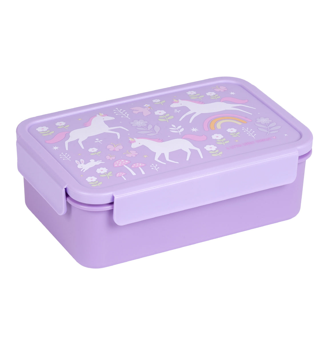 paarse bento lunchbakje met lieve opdruk op deksel uit de eenhoorn collectie