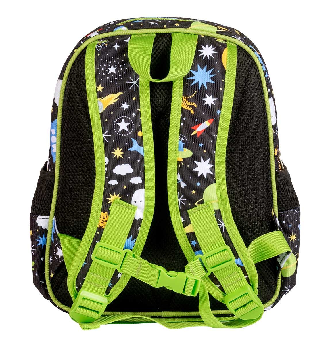 Achterkant van zwarte galaxy backpack 