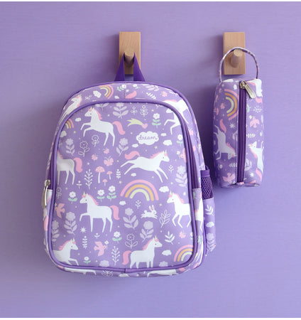 Lila Rucksack mit Einhorn-Traum Print für Kinder A Little Lovely