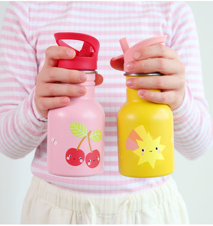 Kleine Edelstahl-Trinkflasche: fröhliche Kirschen