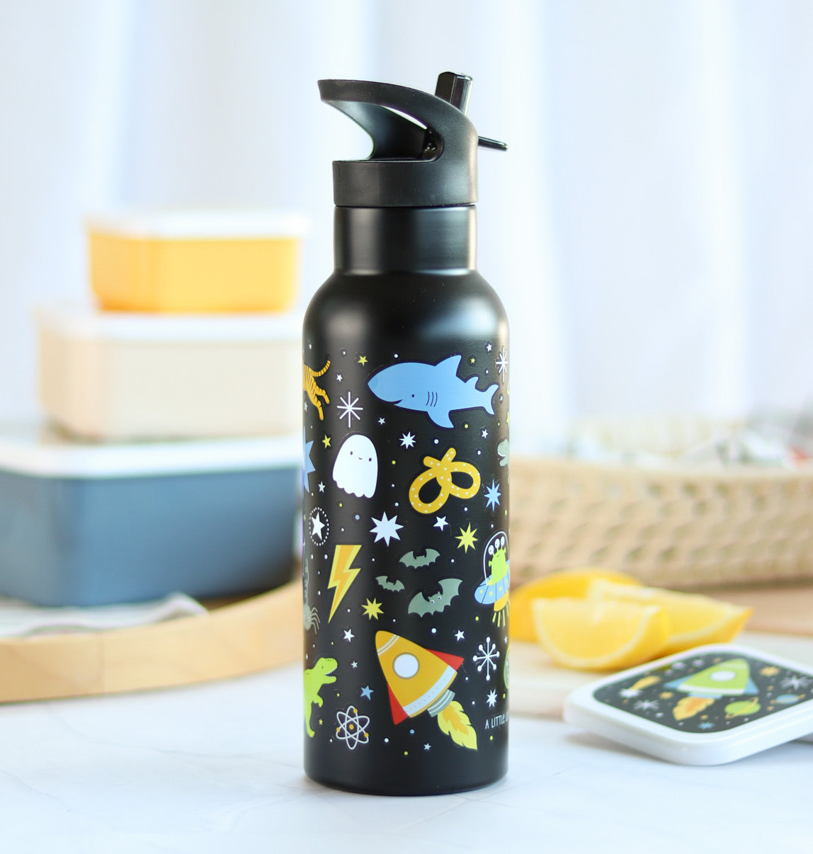Extra Große Edelstahl-Trinkflasche mit Galaxy Print