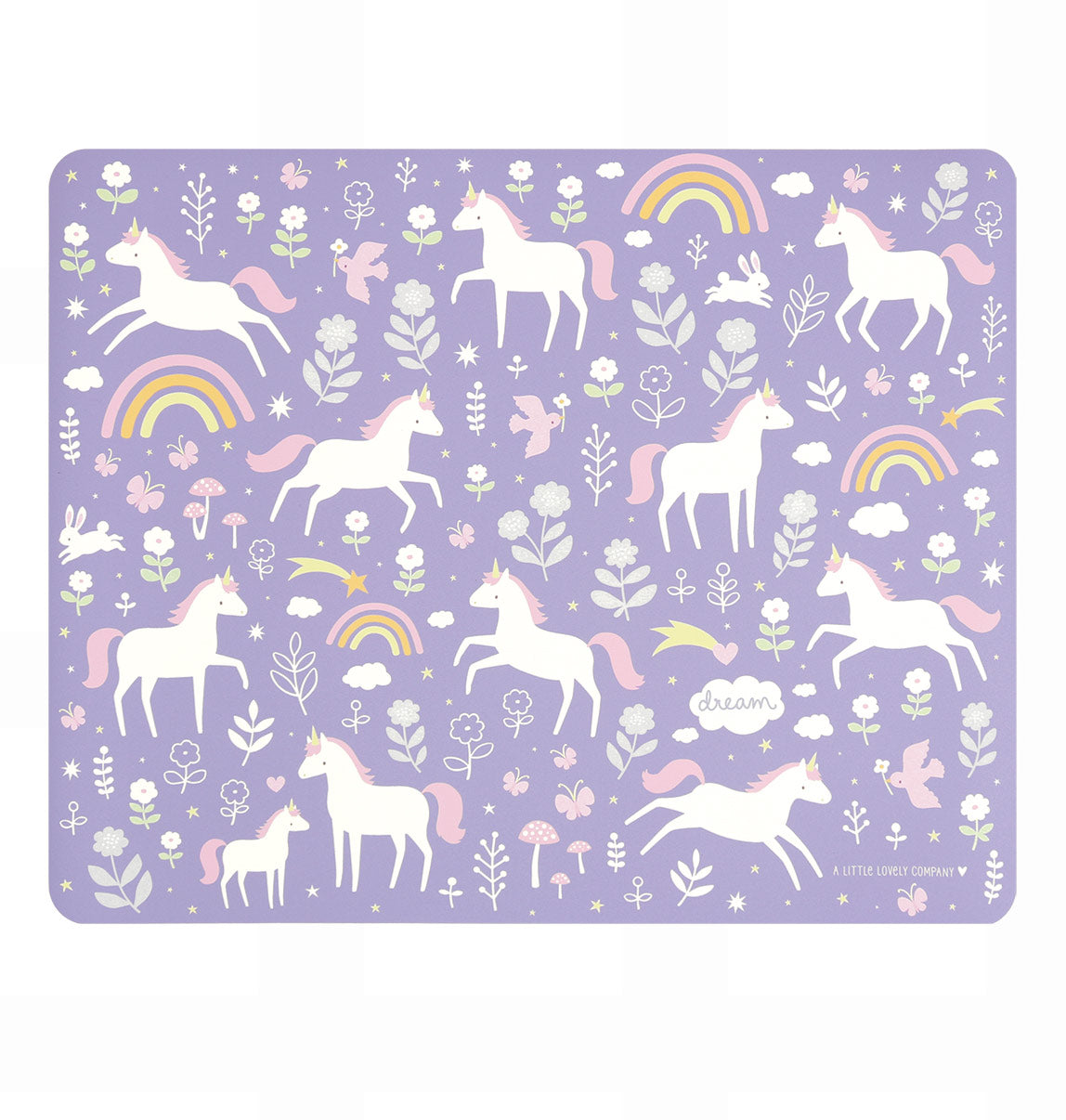 paarse placemat met eenhoorn print