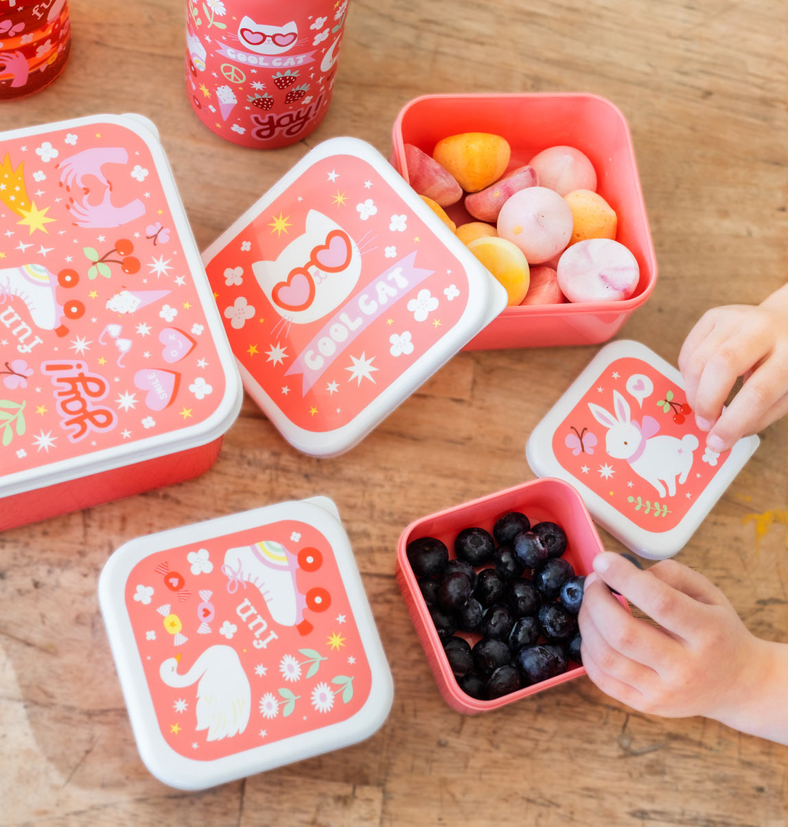 lunch en snack box set met blauwe bessen en snoepjes
