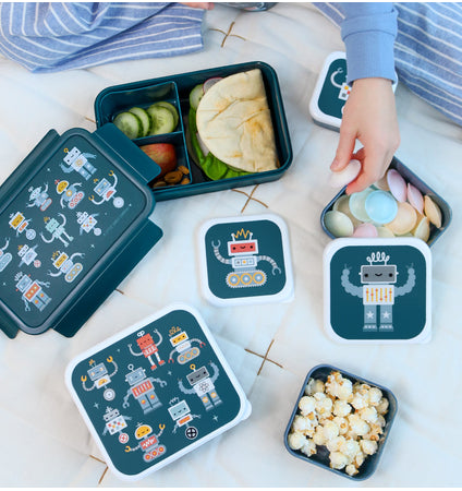 Brot- und Snackdosen Set: Roboter