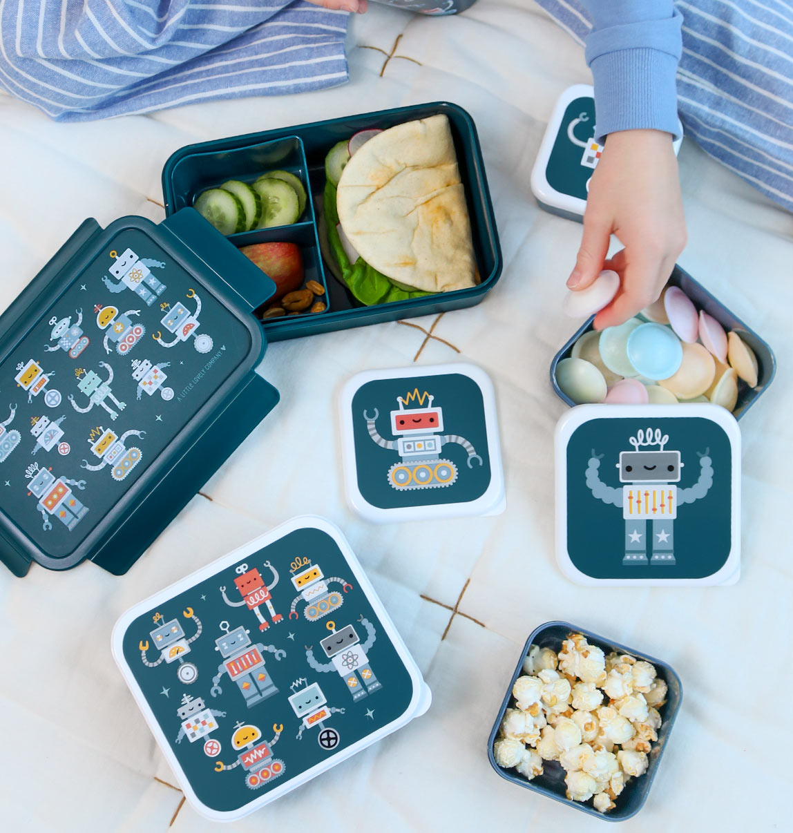 Brot- und Snackdosen Set: Roboter