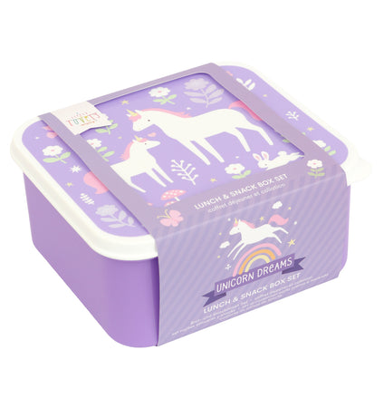 Brot- und Snackdosen Set: Einhorn-Traum