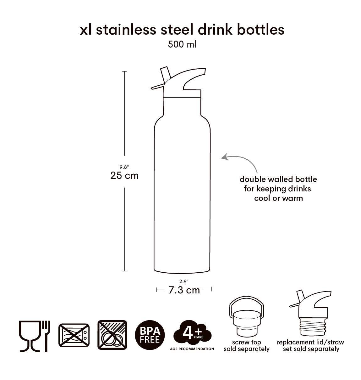 XL Edelstahl-Trinkflasche: Herzen