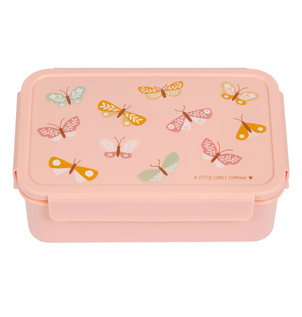 roze bento lunchbox met vlinders van a little lovely company