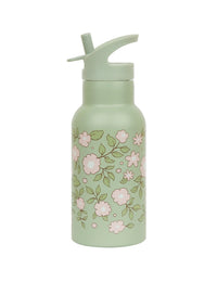 Edelstahl-Trinkflasche: Blüten - salbeigrün