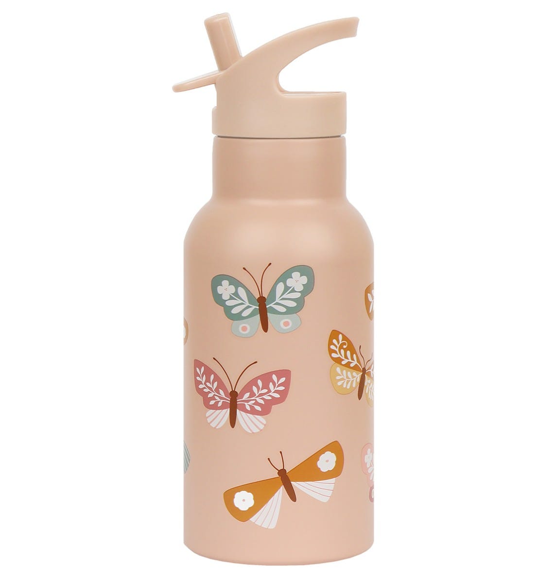 roze rvs thermosfles met vlinders van a little lovely company