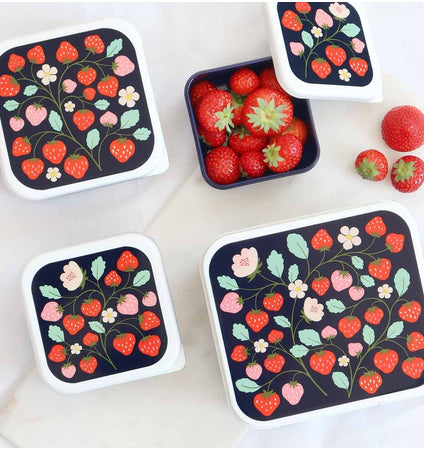 Brot- und Snackdosen Set: Erdbeeren