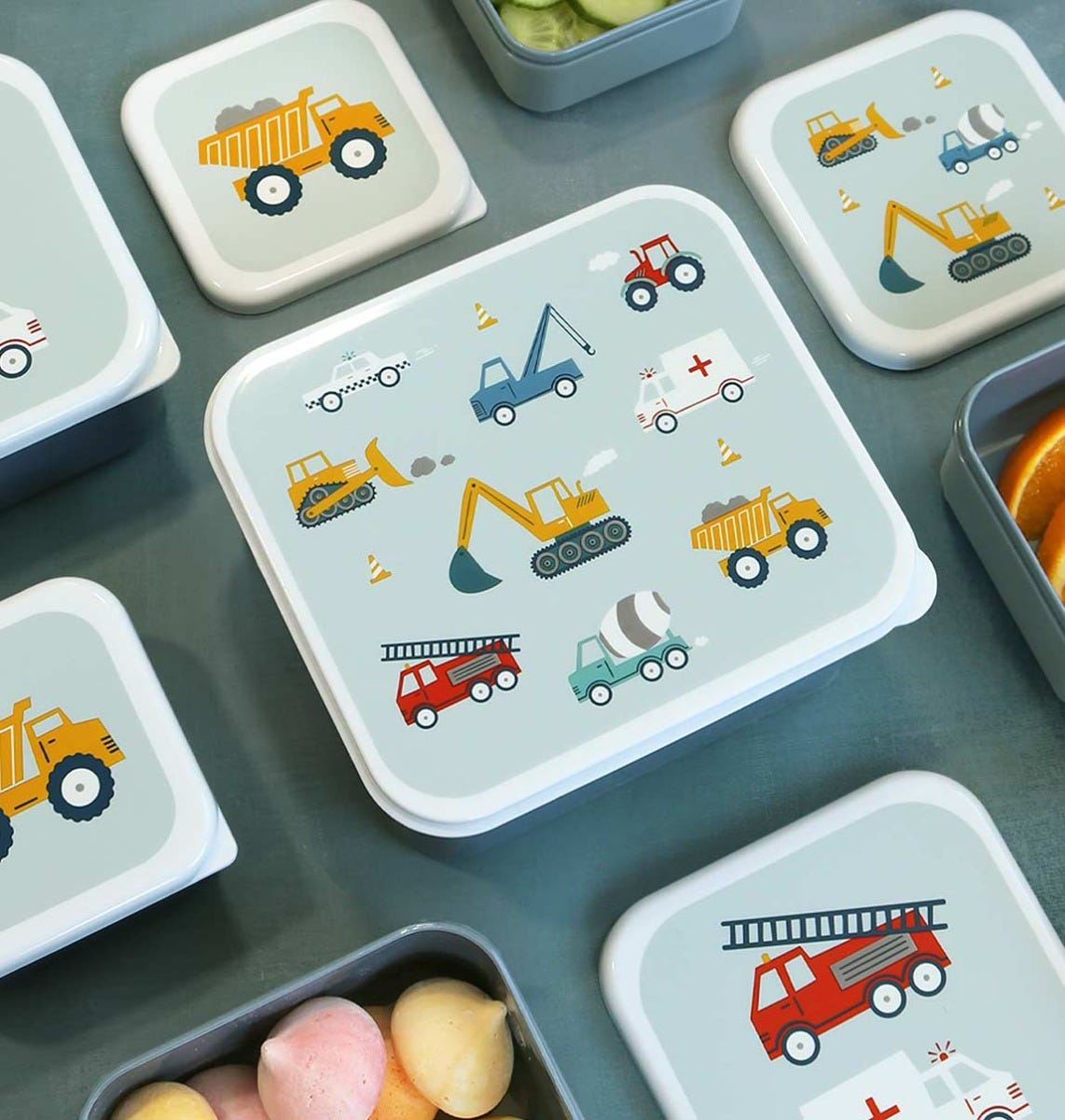 Brot- und Snackdosen Set: Fahrzeuge