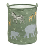 stoffen opbergmand groen met wilde savanne dieren van a little lovely company