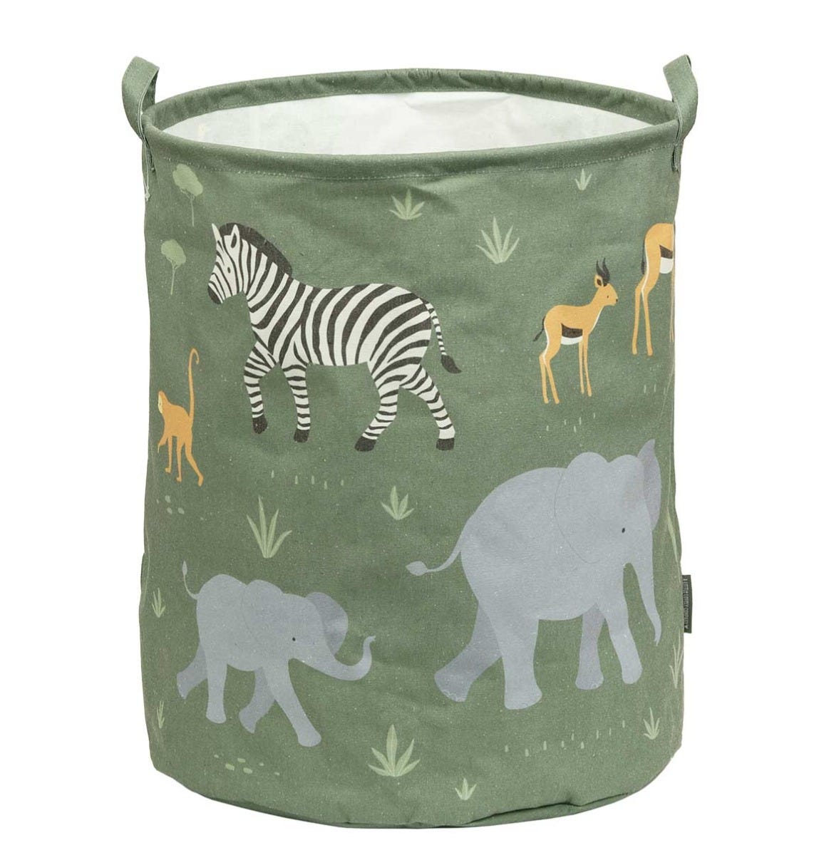 stoffen opbergmand groen met wilde savanne dieren van a little lovely company