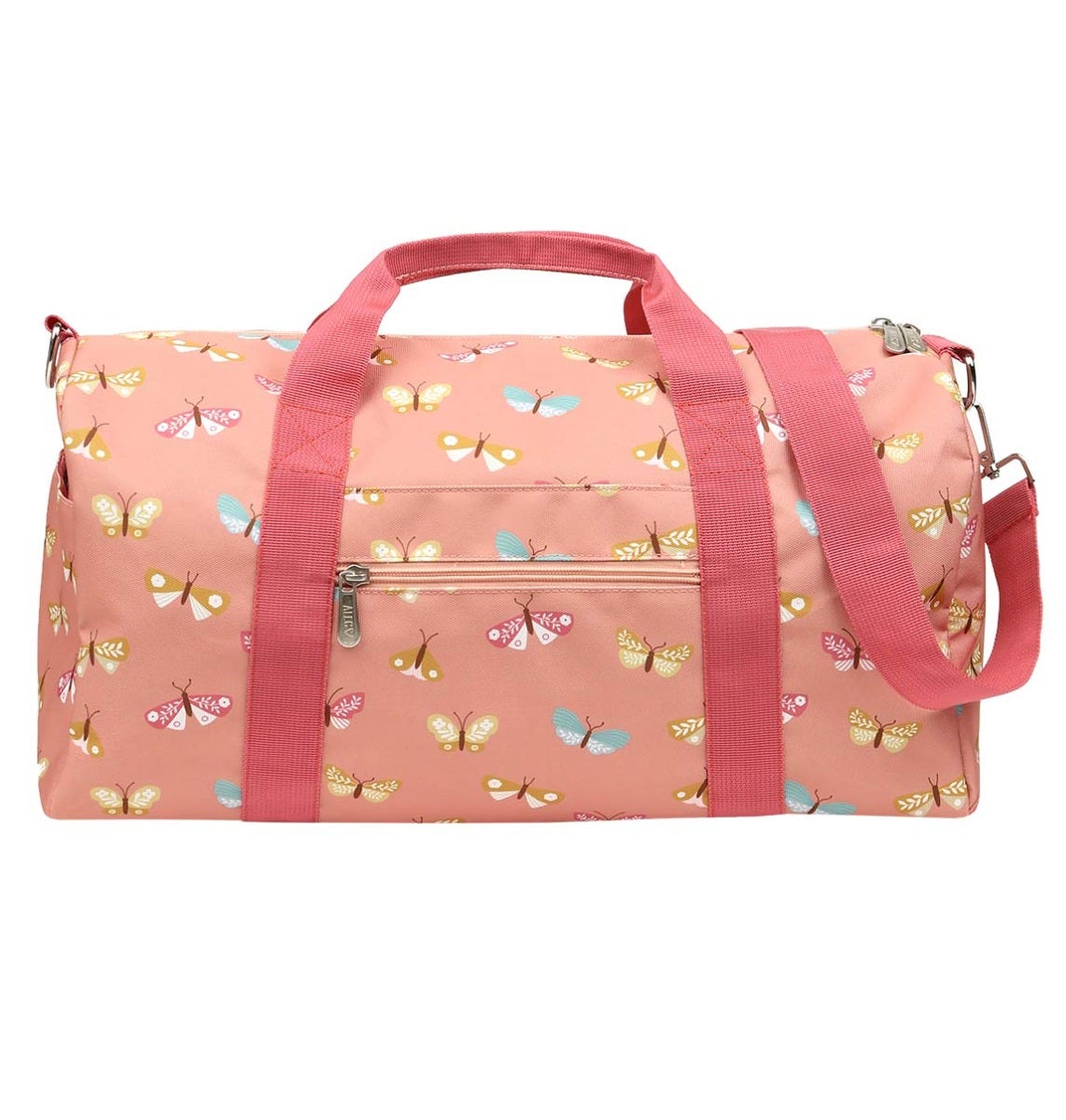handige ruime tas in roze voor op reis en naar gymles met lieve vlinders van a little lovely company